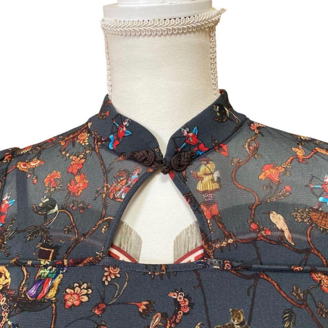 希少/ヴィヴィアンタム/ワンピース/マオカラー/パワーネット/パンダ/シノワズリ