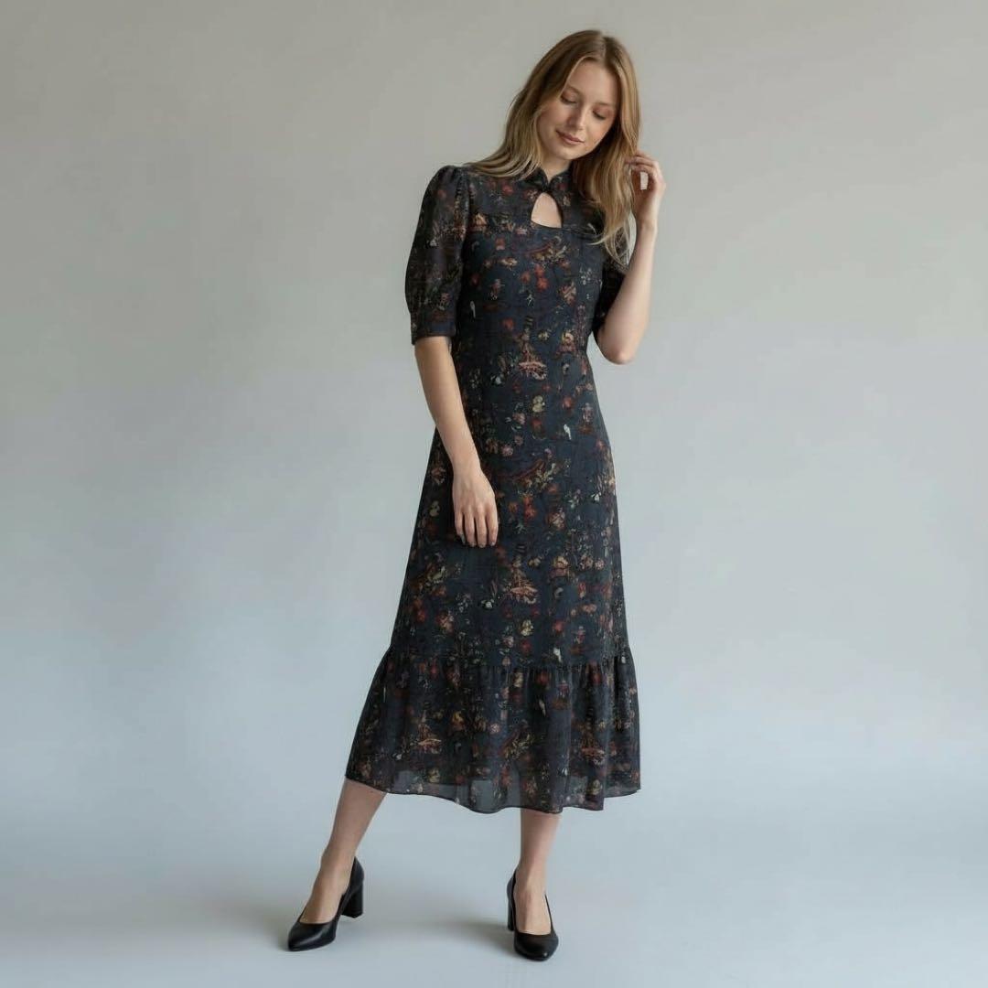 希少/ヴィヴィアンタム/ワンピース/マオカラー/パワーネット/パンダ/シノワズリ