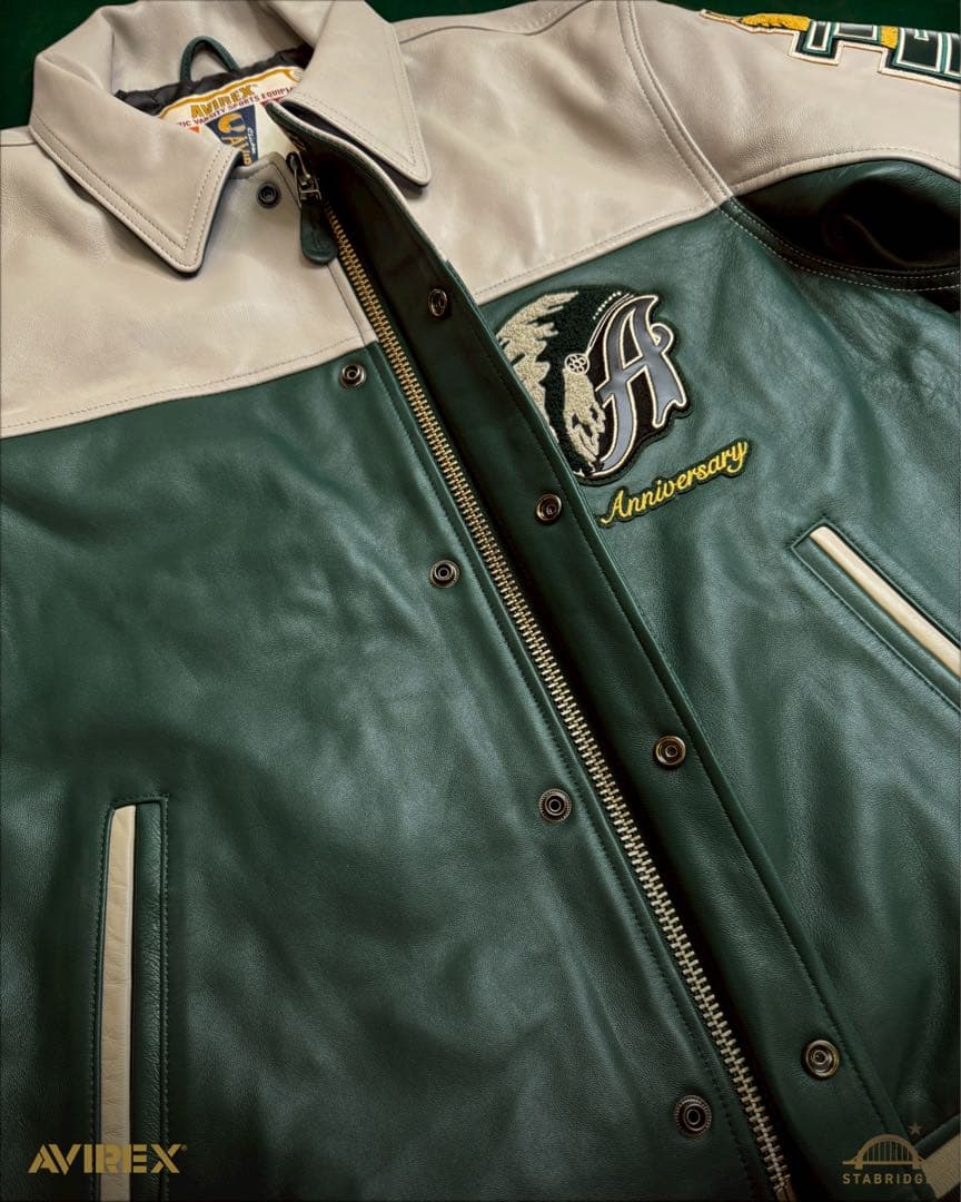 AVIREX STABRIDGE VARSITY JACKET XL グリーン
