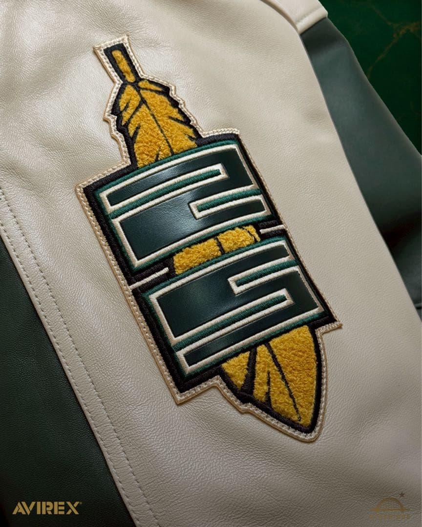 AVIREX STABRIDGE VARSITY JACKET XL グリーン