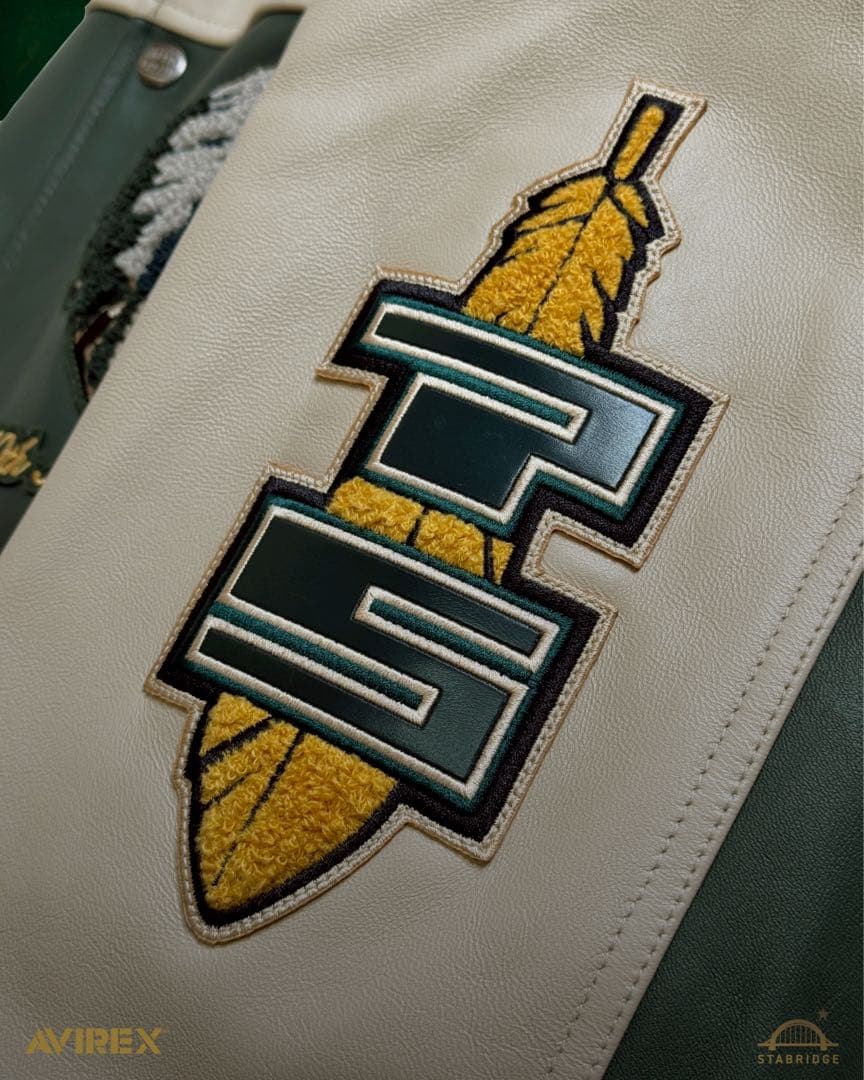 AVIREX STABRIDGE VARSITY JACKET XL グリーン