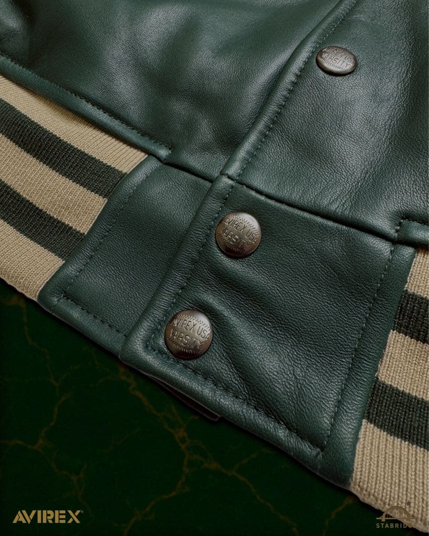 AVIREX STABRIDGE VARSITY JACKET XL グリーン