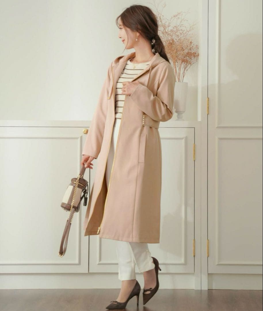 【新品】ヴァニレ　パール付き ウエストベルト ロング マウンテンパーカー