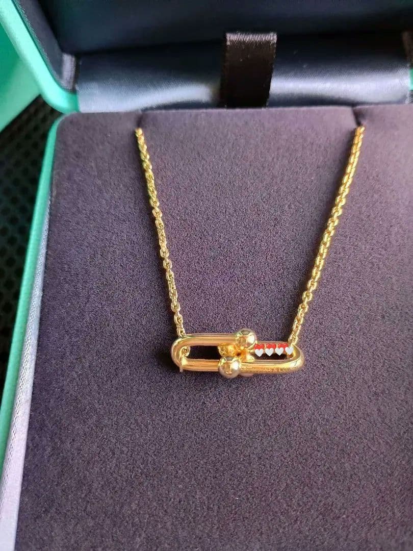 ティファニー K18 YG ハードウェアスモールダブルリンクペンダント