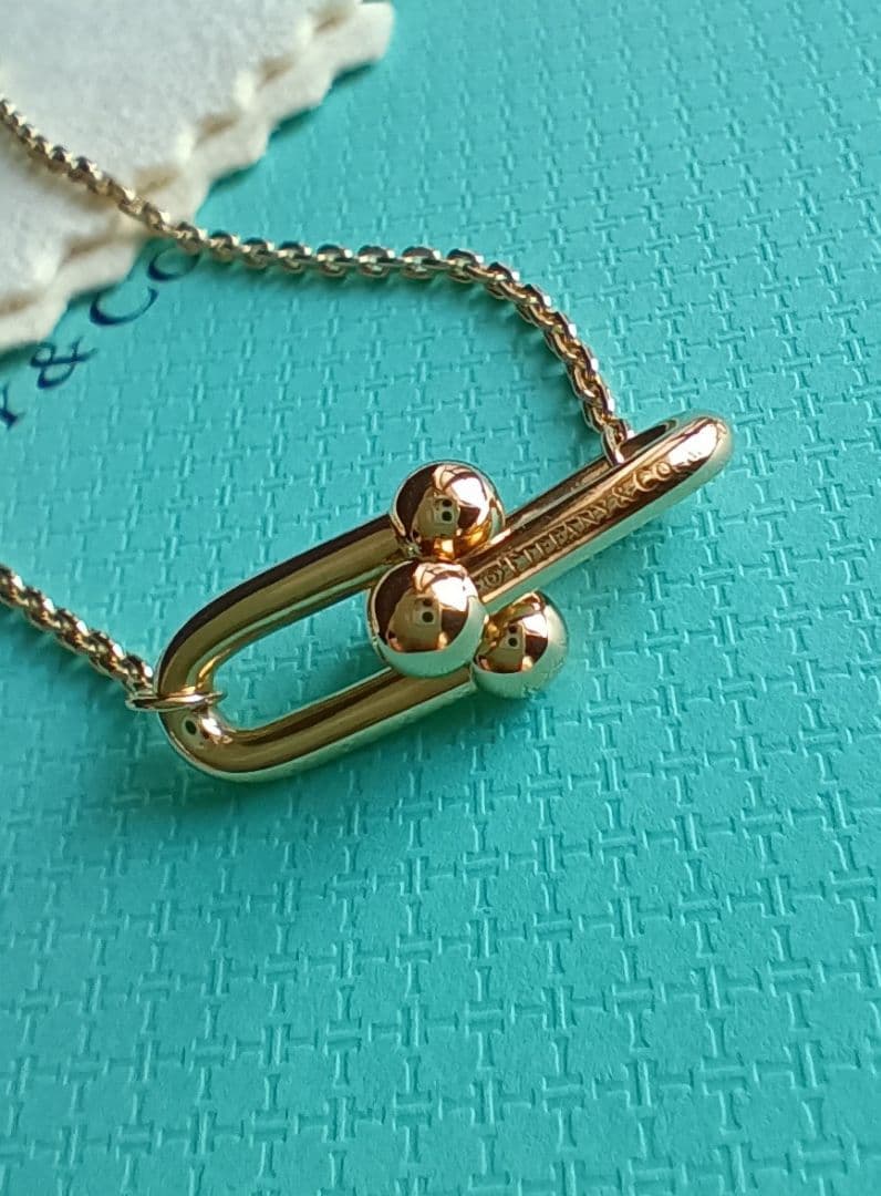 ティファニー K18 YG ハードウェアスモールダブルリンクペンダント