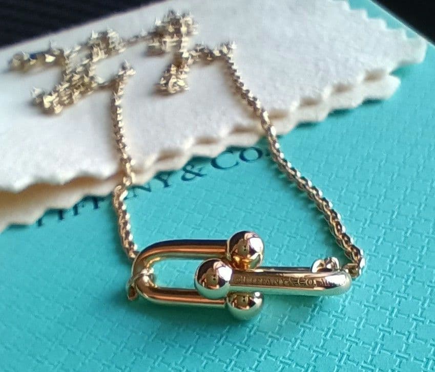 ティファニー K18 YG ハードウェアスモールダブルリンクペンダント