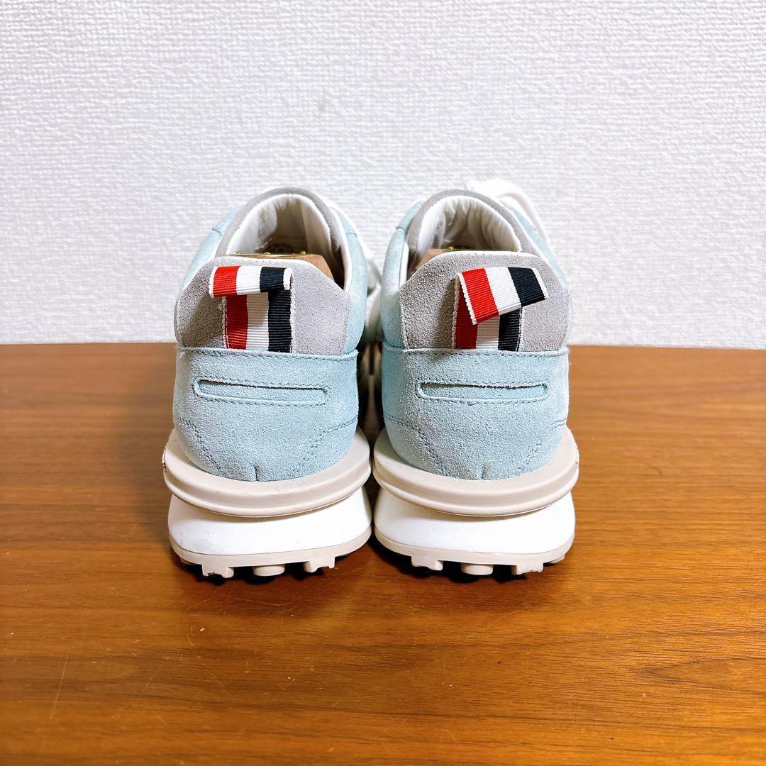 未使用級 THOM BROWNE スエードレザー スニーカー 水色 24.5cm