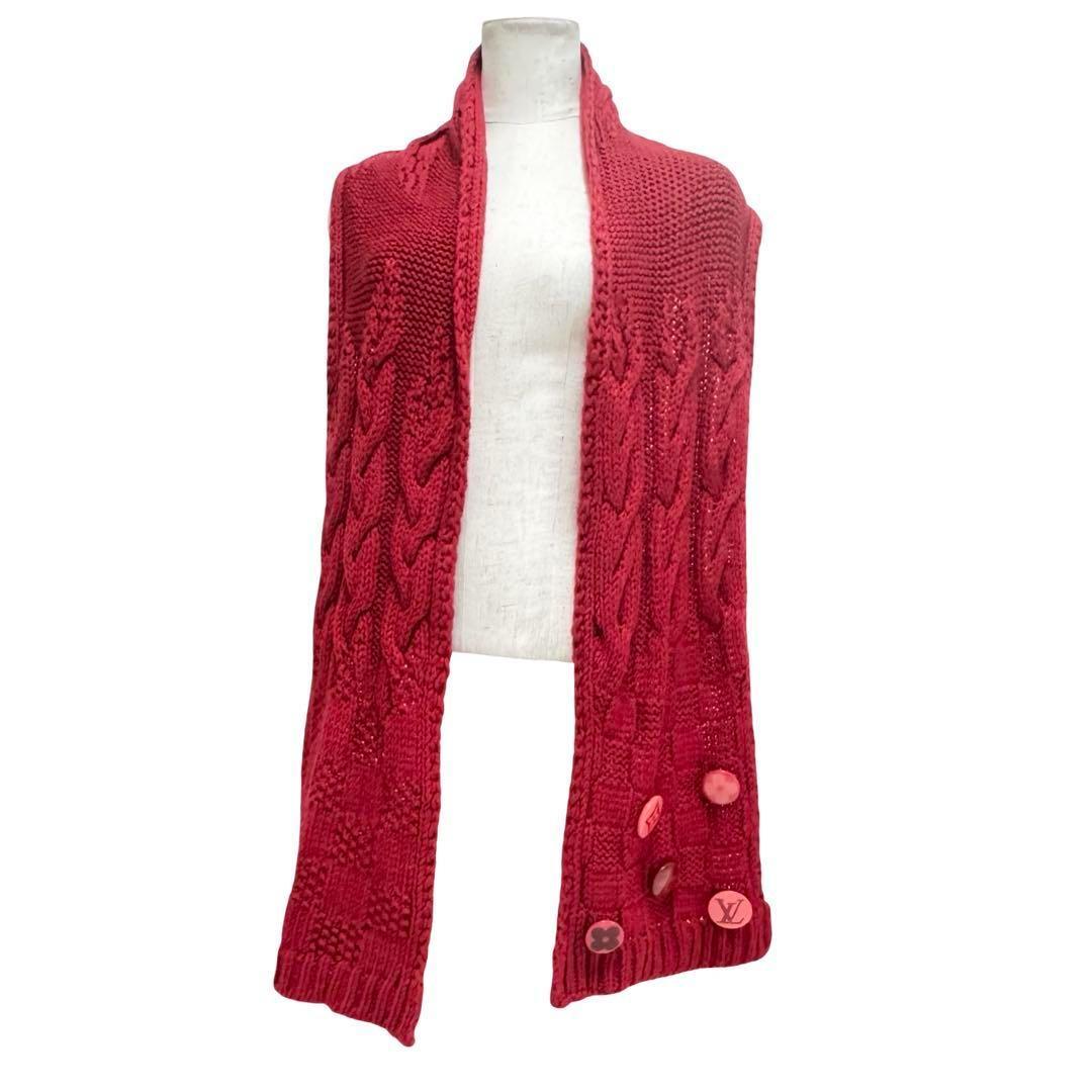 LOUIS VUITTON ルイヴィトン M74450 ウール マフラー レッド