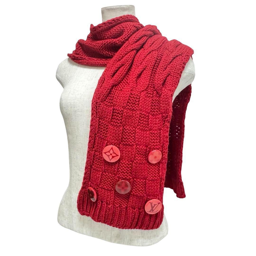 LOUIS VUITTON ルイヴィトン M74450 ウール マフラー レッド