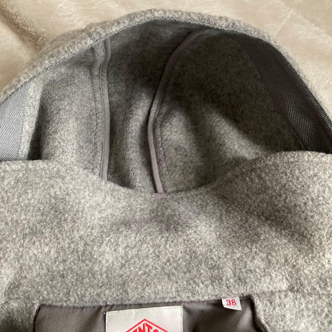 極美品　DANTON ウールモッサ・フーデイロングコート　グレー系　メンズ38