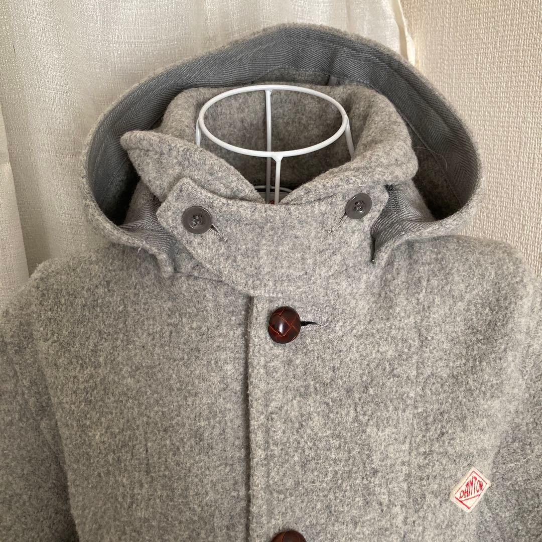 極美品　DANTON ウールモッサ・フーデイロングコート　グレー系　メンズ38