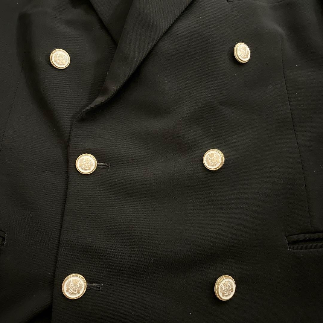 極上 白金ボタン 漆黒ダブルブレストスーツ Saint Laurentネクタイ