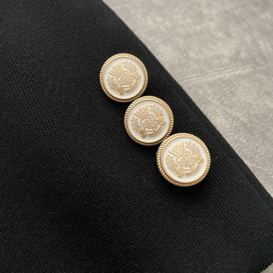 極上 白金ボタン 漆黒ダブルブレストスーツ Saint Laurentネクタイ