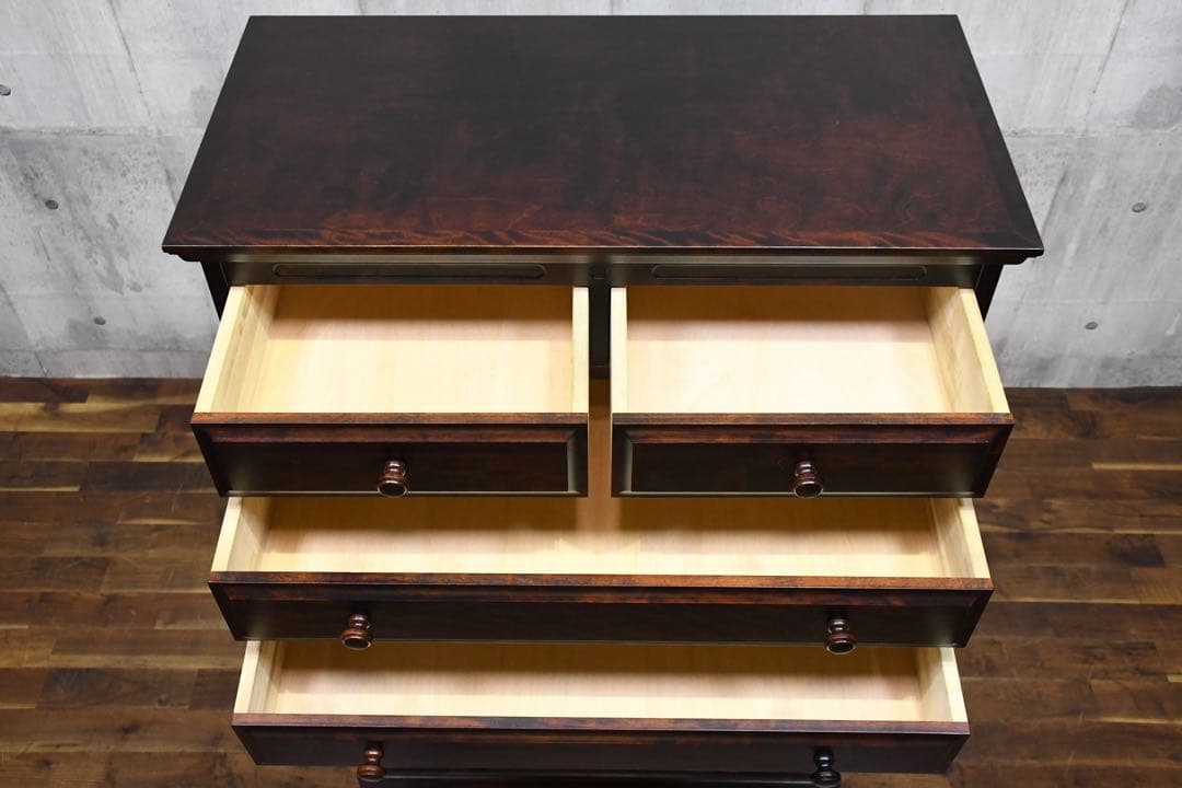 FAC23 神居民芸 カバ/樺材 7段チェスト タワーチェスト W90cm