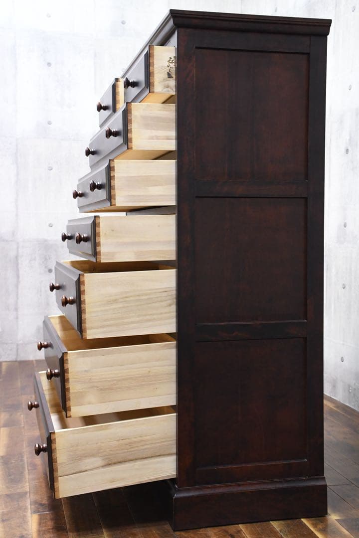 FAC23 神居民芸 カバ/樺材 7段チェスト タワーチェスト W90cm