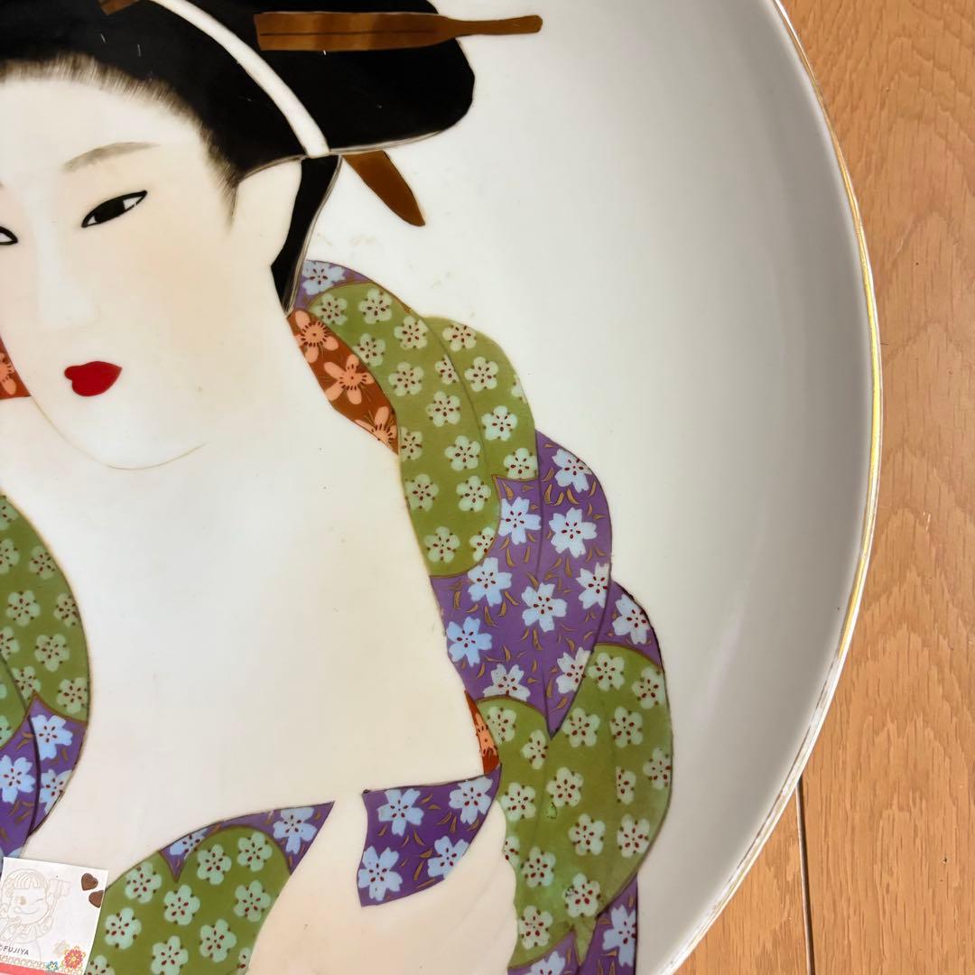 上源六製 大皿 飾皿 浮世絵 絵皿 春画 美人画