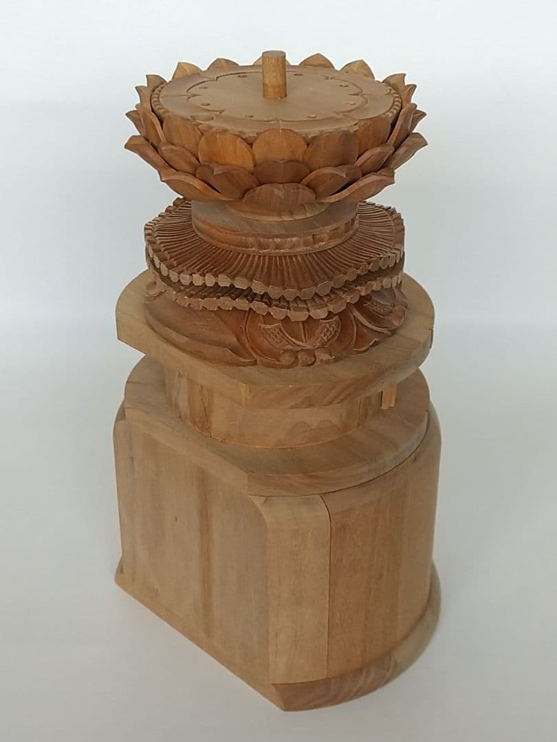 台座のみ 立像用【大】#492 背切 円型 ◆白檀 木彫 仏像付属品