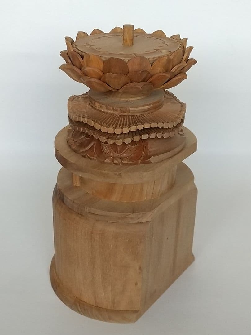 台座のみ 立像用【大】#492 背切 円型 ◆白檀 木彫 仏像付属品