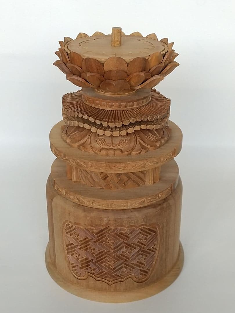 台座のみ 立像用【大】#492 背切 円型 ◆白檀 木彫 仏像付属品