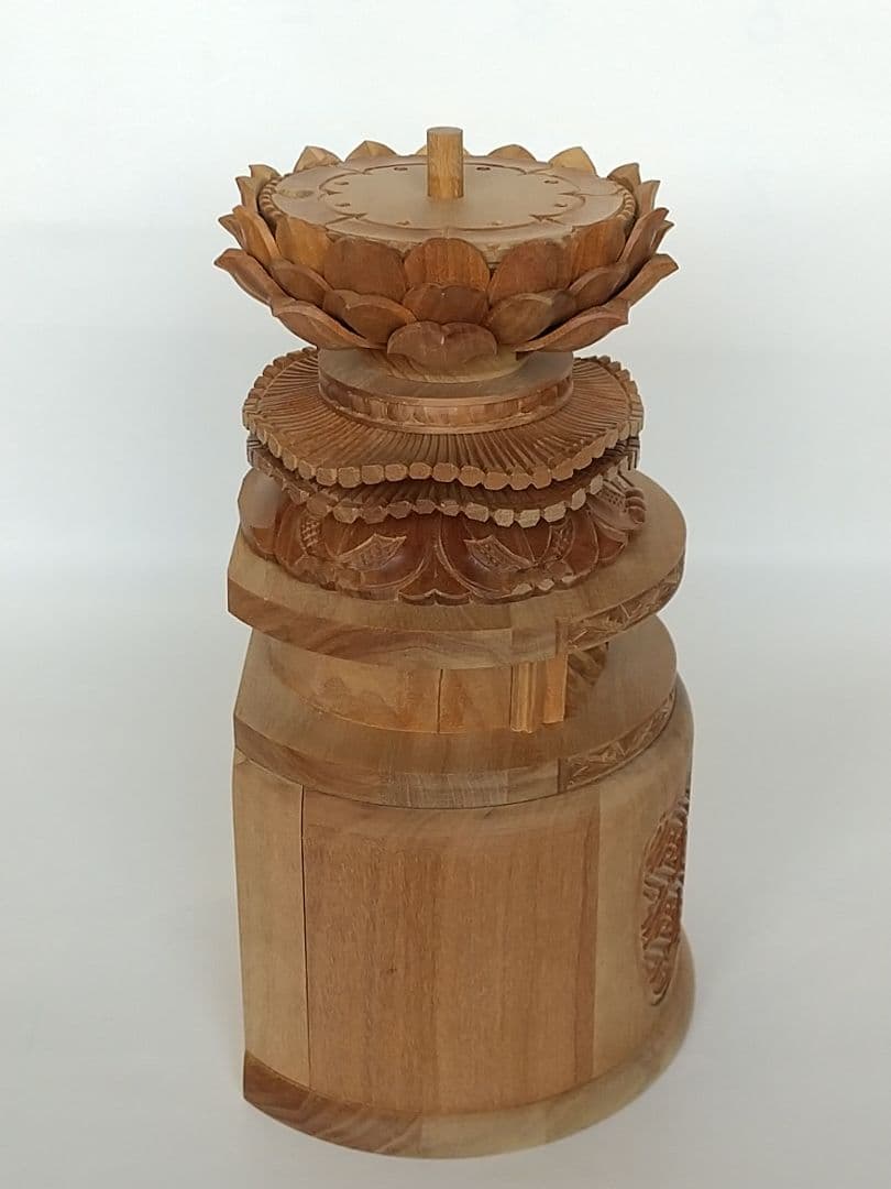 台座のみ 立像用【大】#492 背切 円型 ◆白檀 木彫 仏像付属品