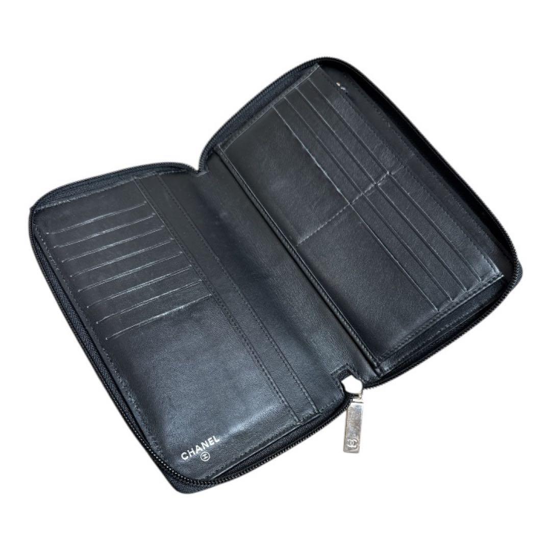 CHANEL キャビアスキン ラウンドファスナー 長財布 ブラック