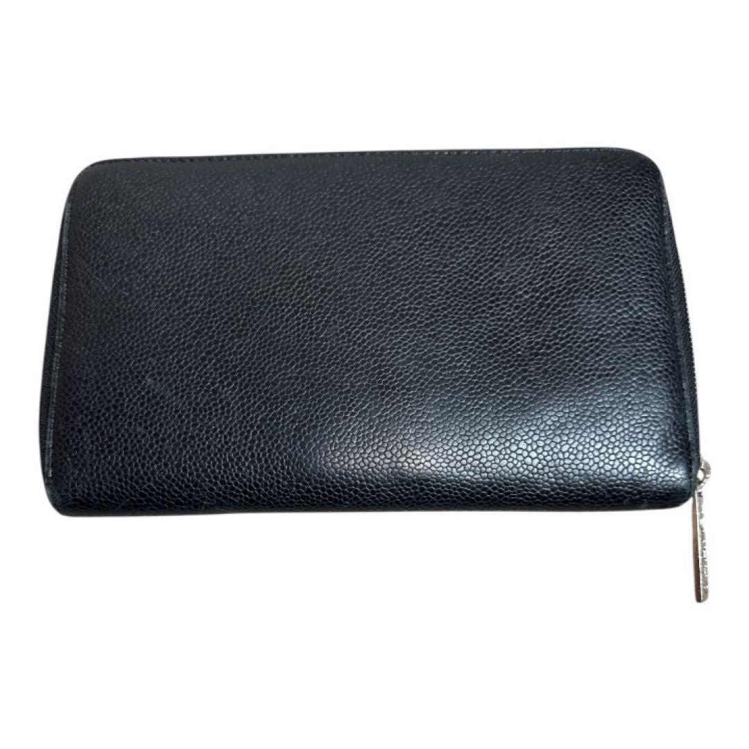 CHANEL キャビアスキン ラウンドファスナー 長財布 ブラック