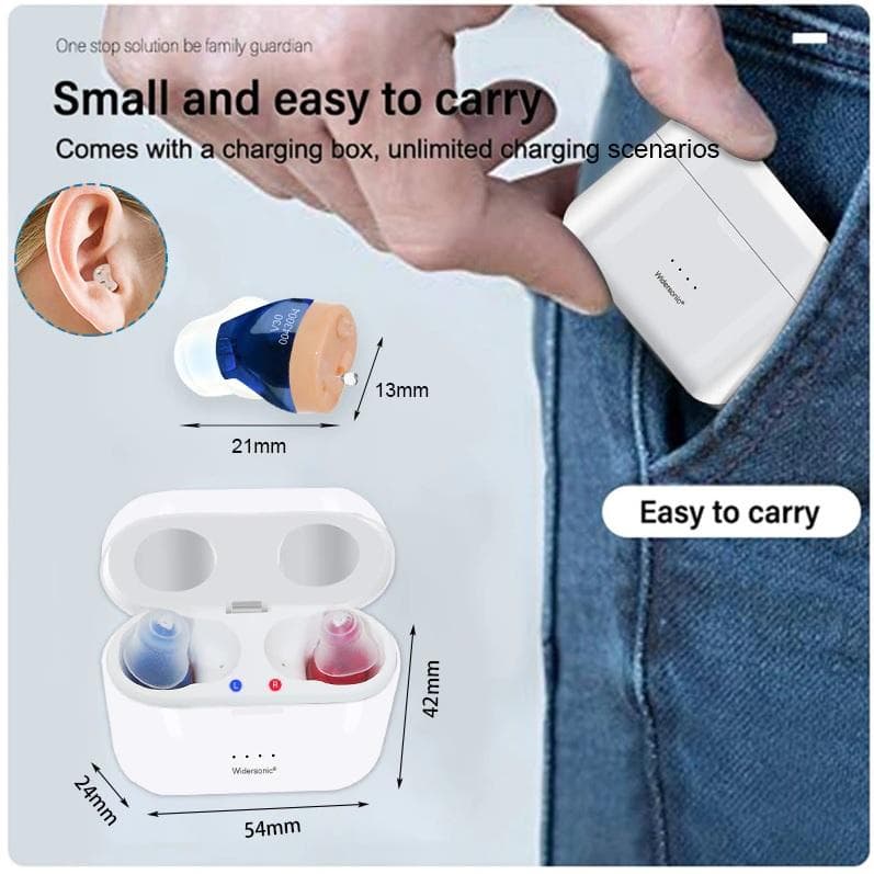 （訳あり品）USB充電式 小さい耳穴集音器　両耳セット　高音質　回転ボリューム付