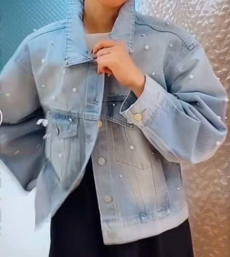 新品　アナナ パール装飾 デニムジャケット　M イシカワラボ