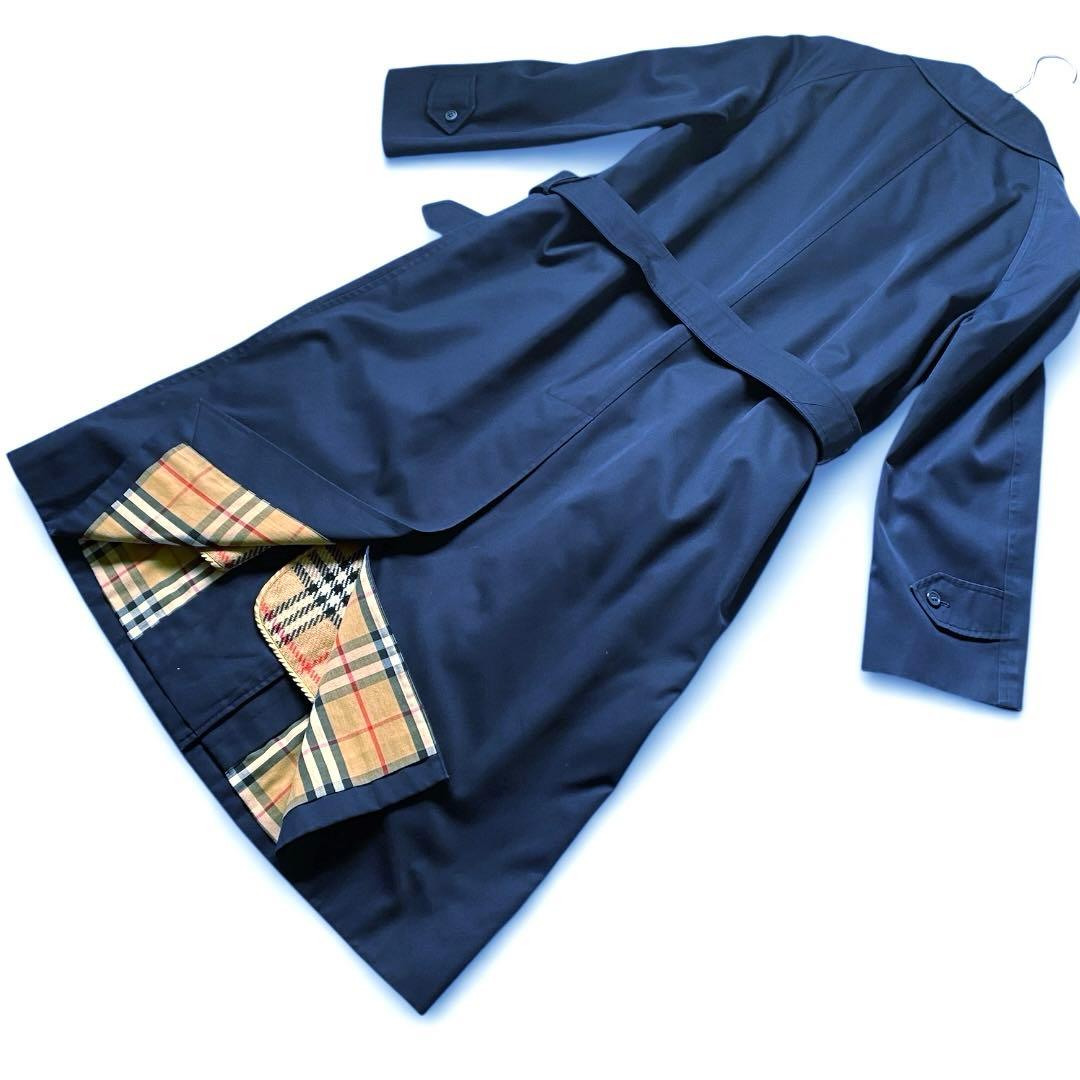 BURBERRYSステンカラーコート ウールライナー付ノバチェック ネイビーL