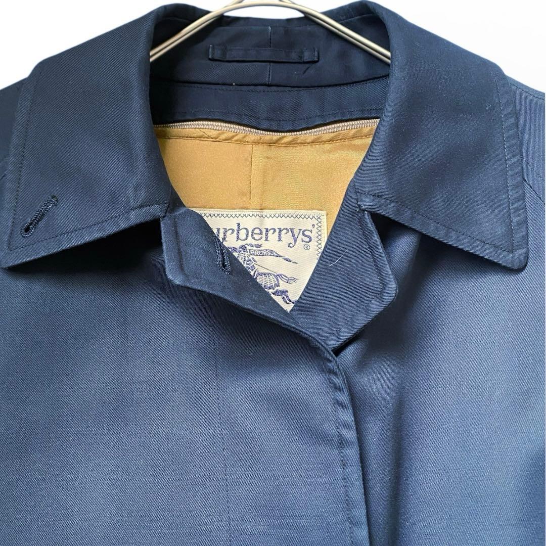 BURBERRYSステンカラーコート ウールライナー付ノバチェック ネイビーL