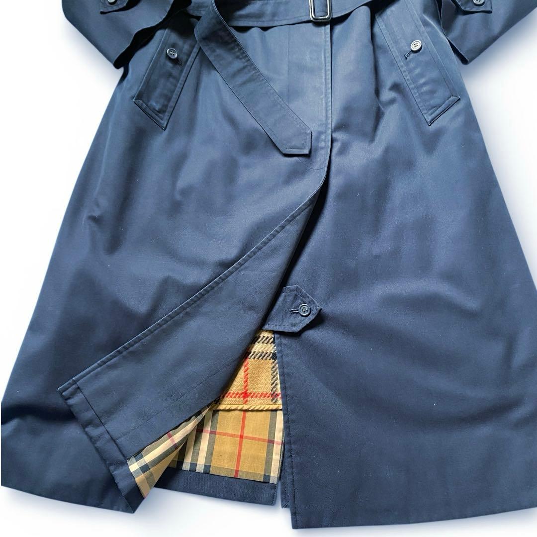 BURBERRYSステンカラーコート ウールライナー付ノバチェック ネイビーL