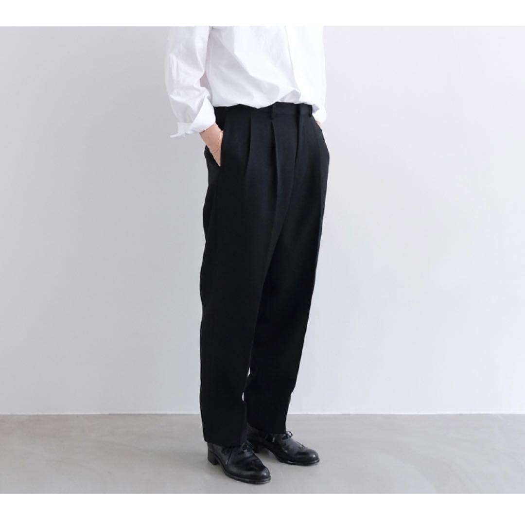 パンツ HEUGN Geoge 2pleated Woolgaba Black 2
