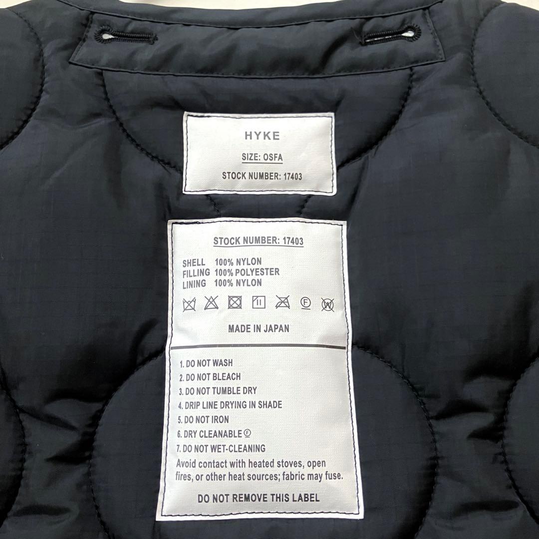 HYKE QUILTED CROPPED VEST 黒 2023FW 17403