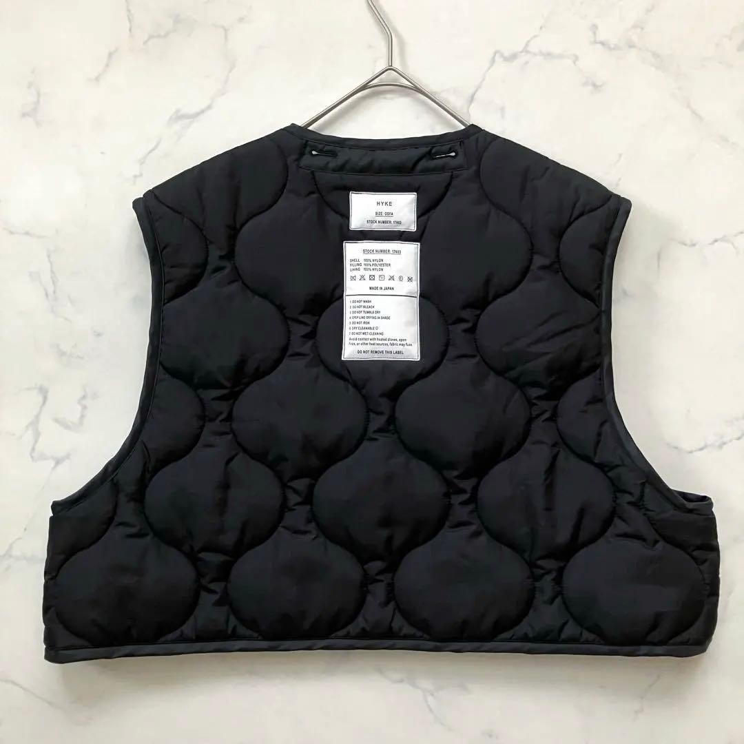 HYKE QUILTED CROPPED VEST 黒 2023FW 17403