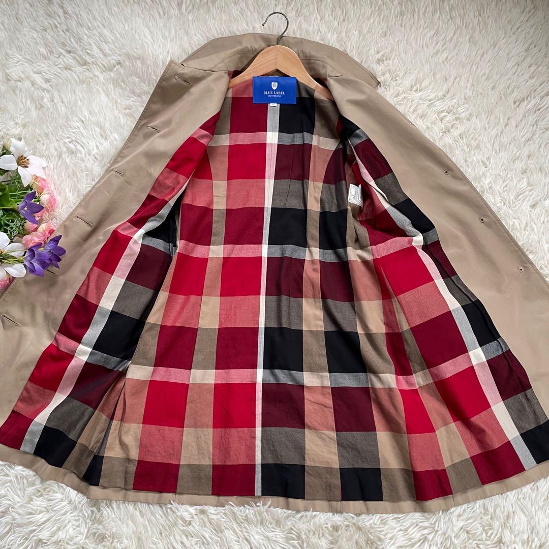 ブルーレーベルクレストブリッジベージュステンカラーコートCBチェックベルト付属