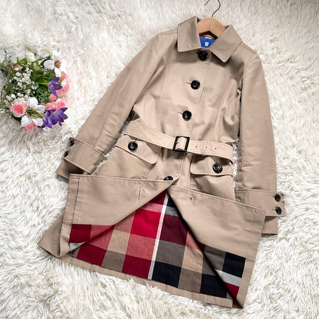 ブルーレーベルクレストブリッジベージュステンカラーコートCBチェックベルト付属