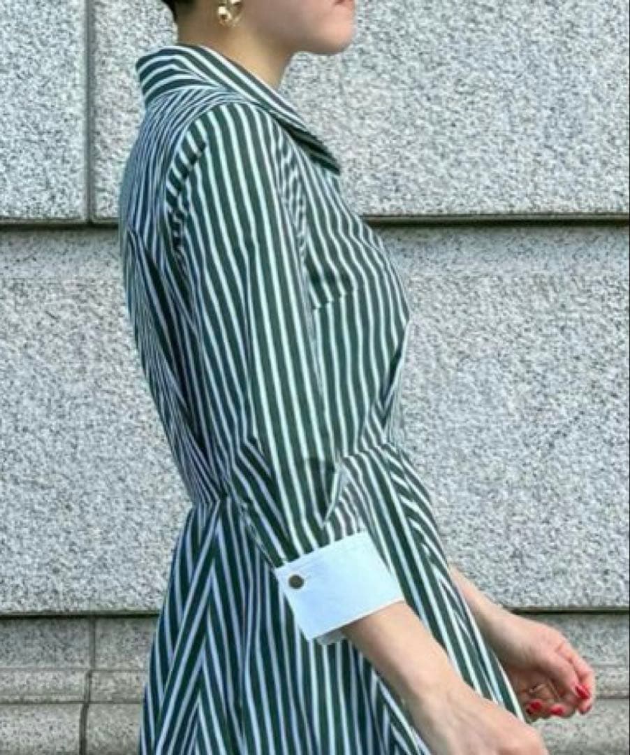 JENNEシャープ配色ワンピースMグリーン