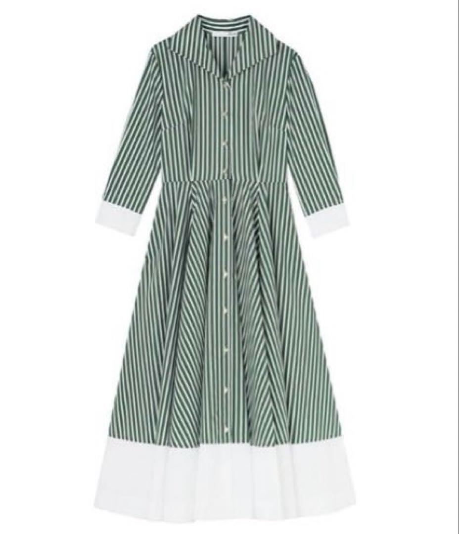 JENNEシャープ配色ワンピースMグリーン