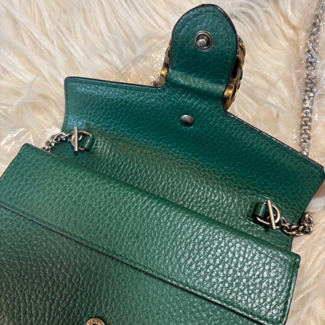 【美品】GUCCI グッチ チェーンショルダーバッグ グリーン