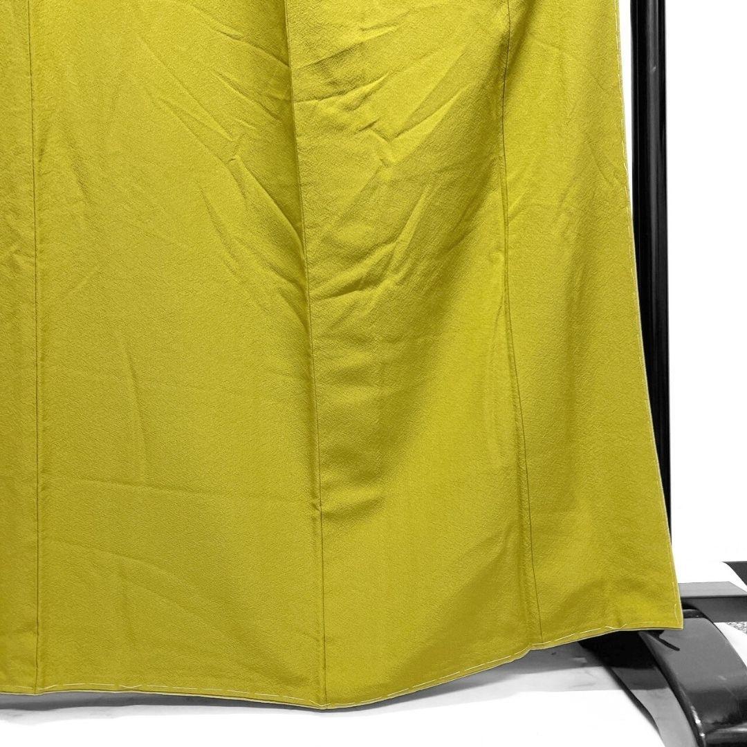 未着用　色無地　一つ紋　深い鶸色　着物　083a p