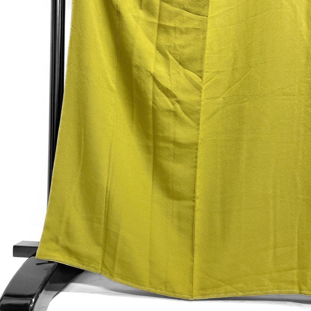 未着用　色無地　一つ紋　深い鶸色　着物　083a p