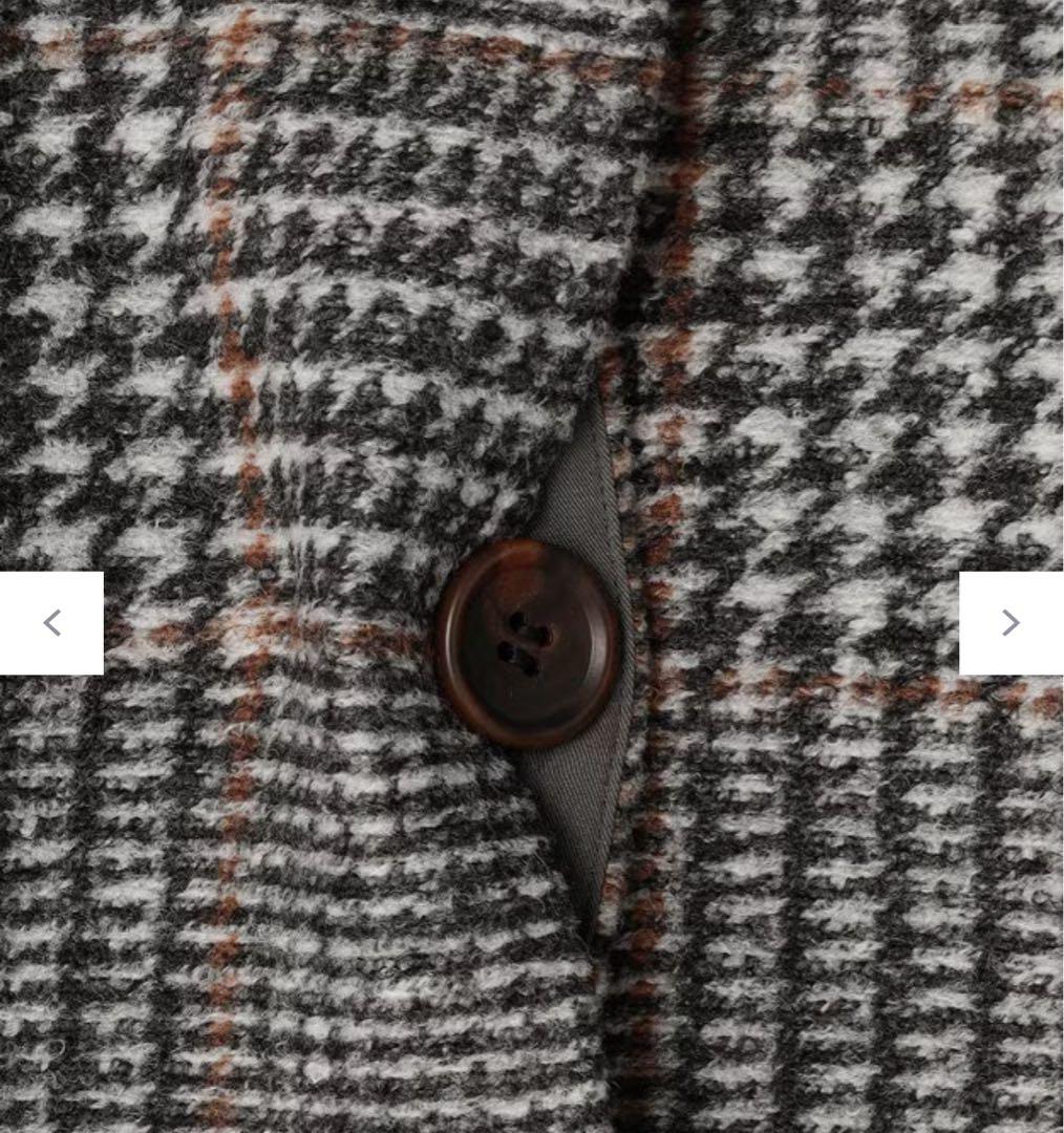 チェック柄 ノーカラージャケット グレー系