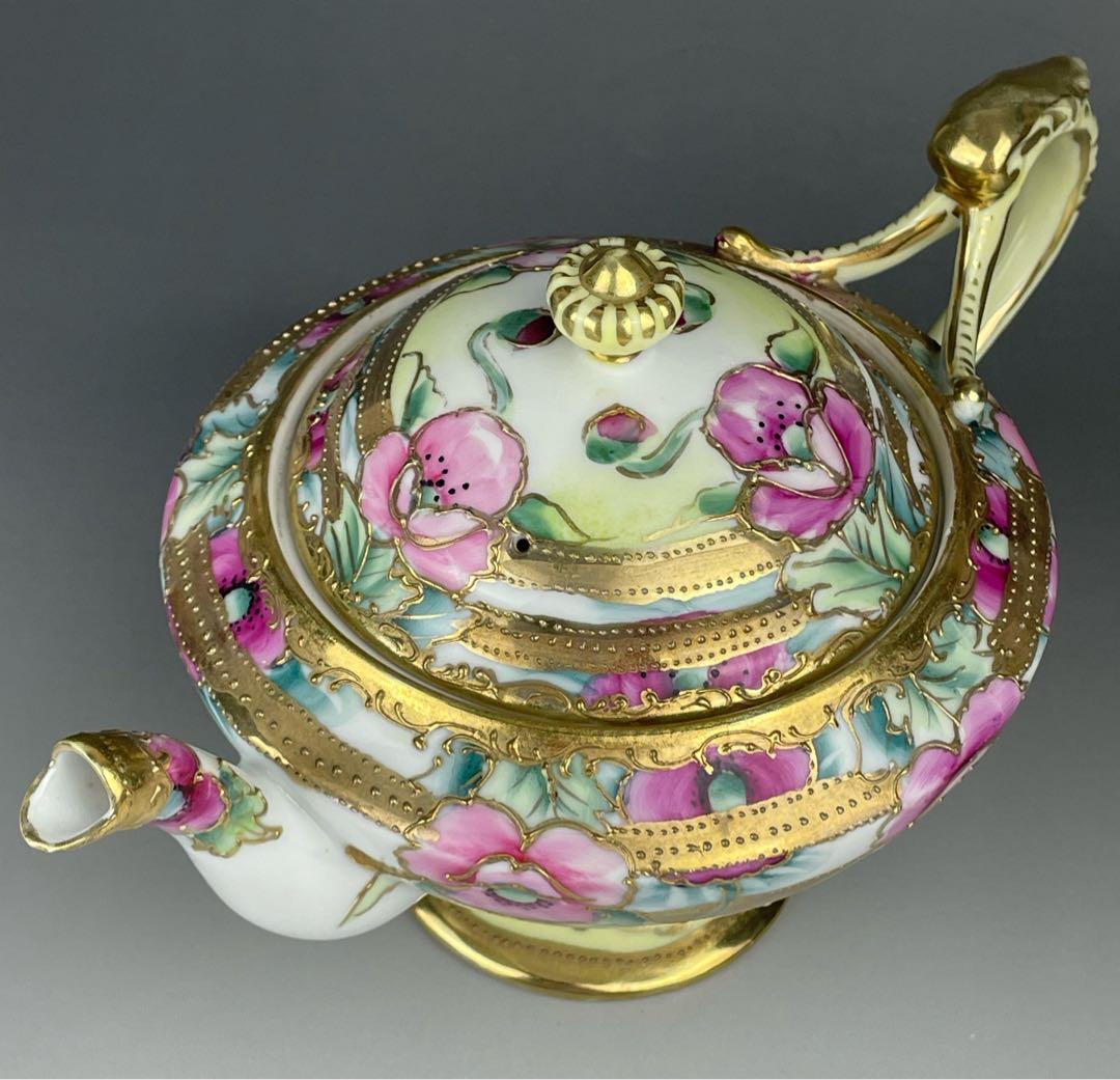 【大き目】オールドノリタケ 花紋 ティーポット アールヌーボー アールデコ