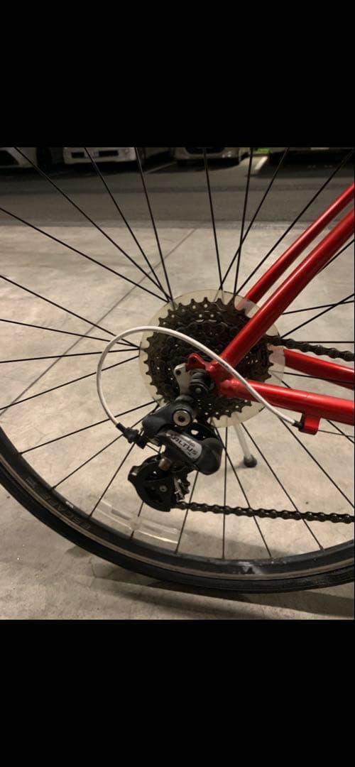 レッド クロスバイク アルミフレーム 700C