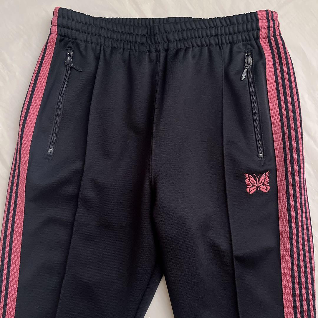 ニードルス　トラックパンツ　黒　ピンク　ナロー　needles