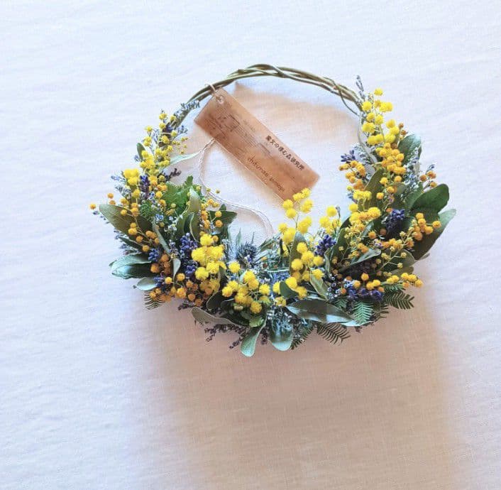 まるこめママ様 ミモザリース ハーフリース スワッグ【ご予約】5点