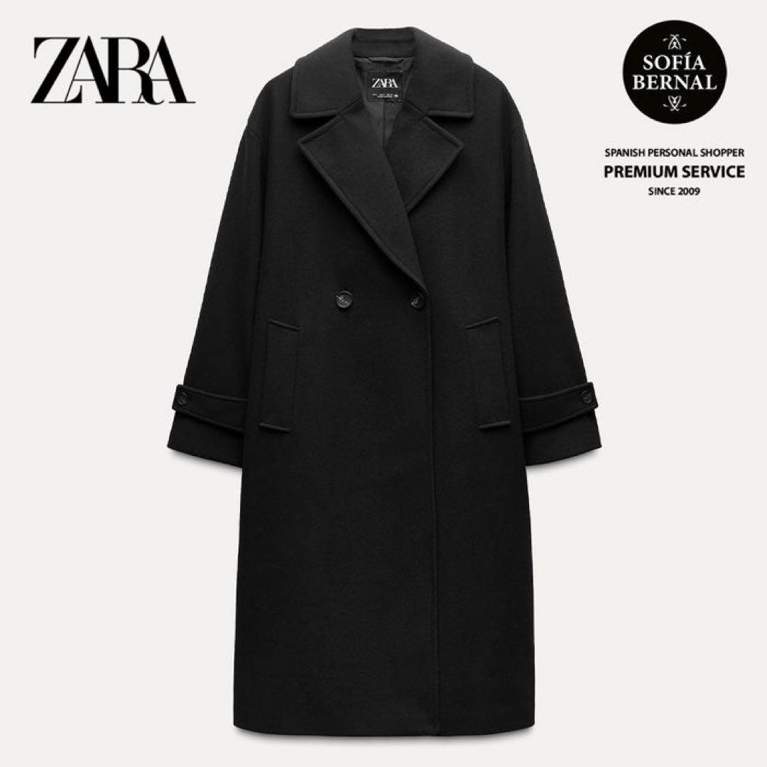 ZARA ブラック　ソフトなオーバーサイズコート　M
