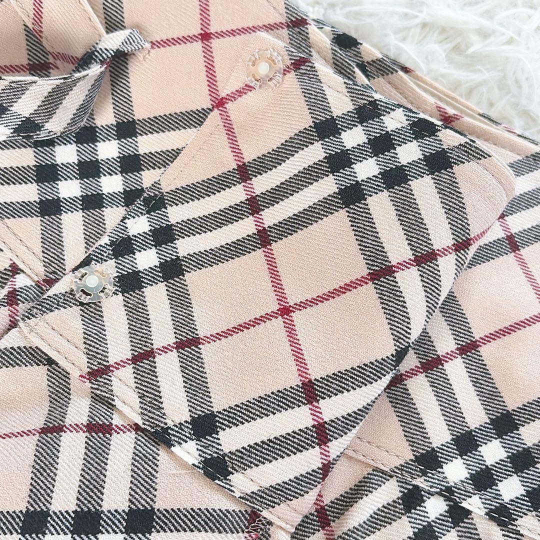 【バーバリーブルーレーベル】リボンベルトラップフレアスカート ノバチェック 36