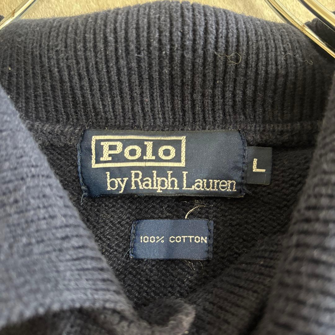 ラルフローレン ウール ニット セーター 襟付き ポロシャツ ネイビー L