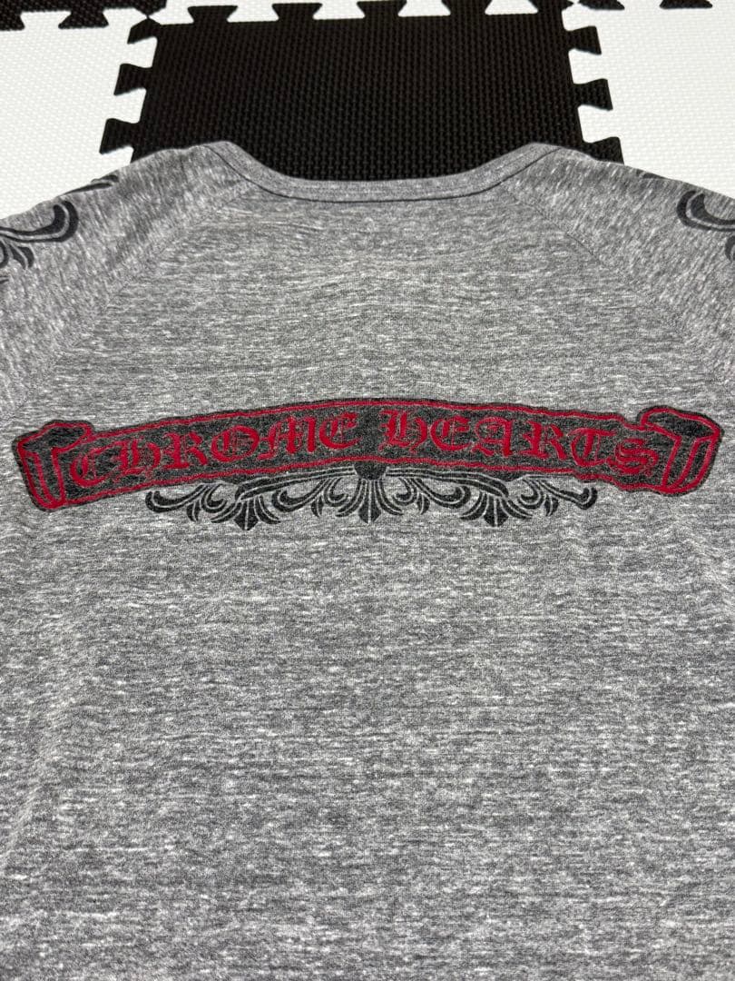 クロムハーツ 7分袖 ヘンリーネック Tシャツ メンズ　グレー